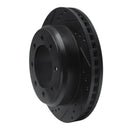 R1 08-25 Ford E-150 Rear Left Drilled & Slotted Black Brake Rotor