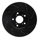 R1 14-20 Acura RLX Front Left Drilled & Slotted Black Brake Rotor