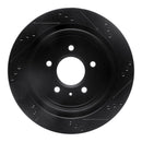R1 03-11 Cadillac CTS Rear Left Drilled & Slotted Black Brake Rotor
