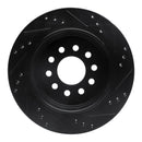 R1 03-11 Lincoln Town Car Rear Left Drilled & Slotted Black Brake Rotor