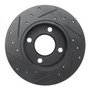 R1 82-98 Audi 5000 Rear Right Drilled & Slotted Black Brake Rotor