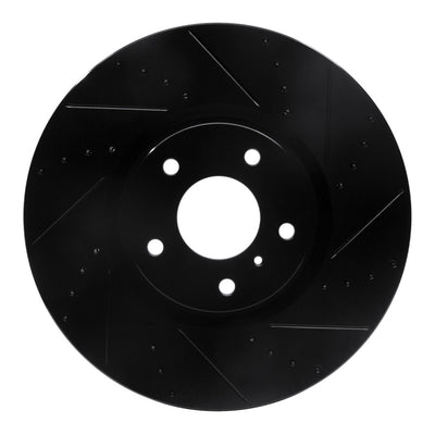 R1 07-15 Infiniti G35 Front Right Drilled & Slotted Black Brake Rotor