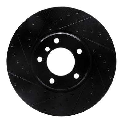 R1 95-01 BMW 750IL Front Left Drilled & Slotted Black Brake Rotor