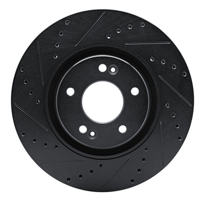 R1 17-20 Kia Cadenza Front Left Drilled & Slotted Black Brake Rotor