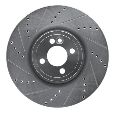 R1 13-13 Mini Cooper (Excl Clubman) Front Left Drilled & Slotted Silver Brake Rotor