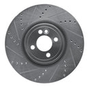 R1 13-13 Mini Cooper (Excl Clubman) Front Left Drilled & Slotted Silver Brake Rotor