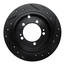 R1 94-07 Chrysler SEBRING Rear Left Drilled & Slotted Black Brake Rotor