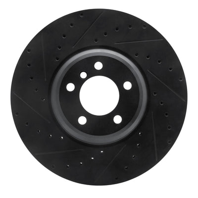R1 2007-2008 BMW ALPINA B7 Front Left Drilled & Slotted Black Brake Rotor