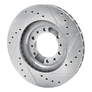 R1 90-04 Mitsubishi Montero Front Left Drilled & Slotted Silver Brake Rotor