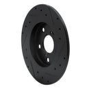 R1 08-18 Pontiac Vibe Rear Left Drilled & Slotted Black Brake Rotor