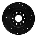 R1 14-19 Fiat 500L Rear Left Drilled & Slotted Black Brake Rotor