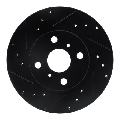 R1 87-92 Geo Prizm Front Left Drilled & Slotted Black Brake Rotor