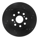 R1 00-05 Toyota MR2 Spyder Rear Right Drilled & Slotted Black Brake Rotor