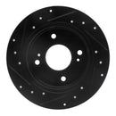 R1 89-98 Nissan 240SX Rear Right Drilled & Slotted Black Brake Rotor