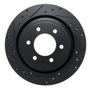 R1 2021-2025 Ford F-150 4WD Rear Left Drilled & Slotted Black Brake Rotor
