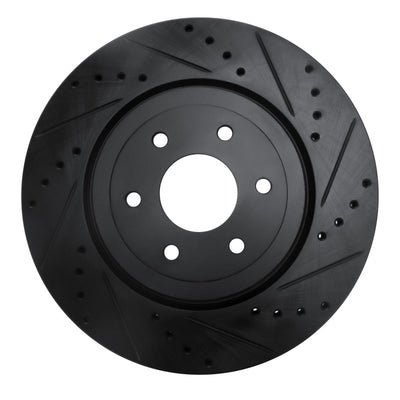R1 08-11 Nissan Pathfinder Front Right Drilled & Slotted Black Brake Rotor