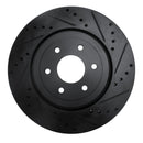 R1 08-11 Nissan Pathfinder Front Right Drilled & Slotted Black Brake Rotor