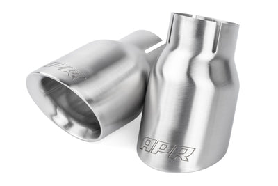 APR Double-Walled 3.5in Slash-Cut Tips - Brushed Silver - Set of 2