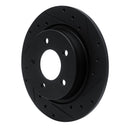 R1 04-13 Mazda 3 Rear Right Drilled & Slotted Black Brake Rotor