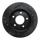 R1 04-13 Mazda 3 Rear Right Drilled & Slotted Black Brake Rotor