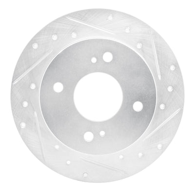 R1 89-98 Nissan 240SX Rear Right Drilled & Slotted Silver Brake Rotor
