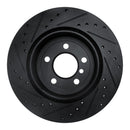 R1 11-16 BMW 535I Rear Right Drilled & Slotted Black Brake Rotor