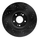 R1 10-16 Hyundai Genesis Coupe Front Left Drilled & Slotted Black Brake Rotor