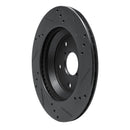 R1 -25 Subaru Crosstrek Rear Left Drilled & Slotted Black Brake Rotor