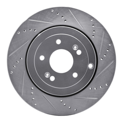 R1 10-16 Hyundai Genesis Coupe Rear Drilled & Slotted Silver Brake Rotor Set