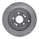 R1 10-16 Hyundai Genesis Coupe Rear Drilled & Slotted Silver Brake Rotor Set