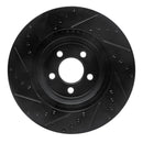 R1 05-23 Chrysler 300 Front & Rear Drilled & Slotted Black Brake Rotor Set