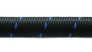 Vibrant -4 AN Two-Tone Black/Blue Nylon Braided Flex Hose (5 foot roll)
