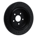 R1 89-95 Chrysler LeBaron Rear Right Drilled & Slotted Black Brake Rotor