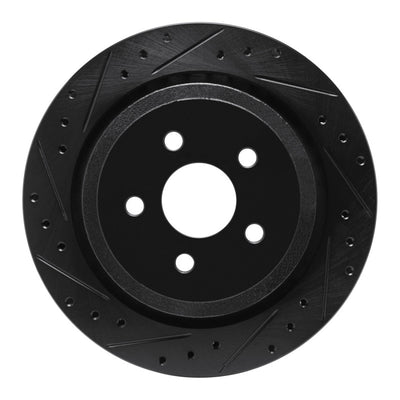R1 89-95 Chrysler LeBaron Rear Left Drilled & Slotted Black Brake Rotor