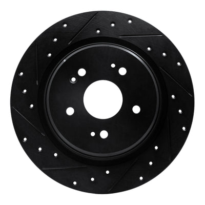 R1 15-25 Acura TLX Rear Drilled & Slotted Black Brake Rotor Set