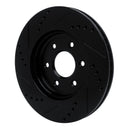 R1 05-24 Nissan Frontier Front & Rear Drilled & Slotted Black Brake Rotor Set