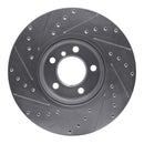R1 12-18 BMW 330e Front Right Drilled & Slotted Silver Brake Rotor