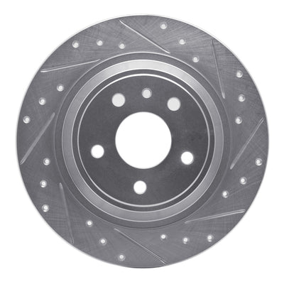 R1 13-20 Ford Fusion Rear Right Drilled & Slotted Silver Brake Rotor