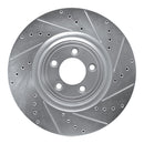 R1 06-21 Jaguar XKR Front Right Drilled & Slotted Silver Brake Rotor