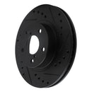 R1 90-01 Subaru Impreza Front Right Drilled & Slotted Black Brake Rotor