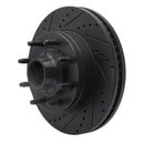 R1 08-25 Ford E-350 Super Duty Front Left Drilled & Slotted Black Brake Rotor