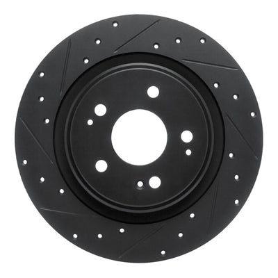 R1 17-20 Acura MDX Rear Left Drilled & Slotted Black Brake Rotor