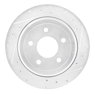R1 03-11 Ford Crown Victoria Rear Right Drilled & Slotted Silver Brake Rotor