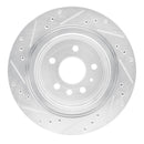 R1 2002-2010 Saab 9-5 Rear Right Drilled & Slotted Silver Brake Rotor