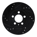 R1 00-06 Audi TT Quattro Rear Right Drilled & Slotted Black Brake Rotor