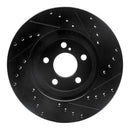 R1 01-10 Chrysler PT Cruiser Front Left Drilled & Slotted Black Brake Rotor