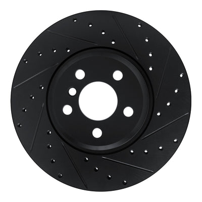 R1 18-25 BMW 330I Front Right Drilled & Slotted Black Brake Rotor