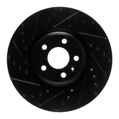 R1 2018-2025 Audi S5 Sportback Front Left Drilled & Slotted Black Brake Rotor