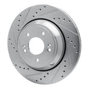 R1 18-23 Genesis G80 Rear Left Drilled & Slotted Silver Brake Rotor