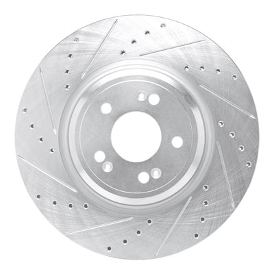 R1 21-25 Genesis GV70 Front Left Drilled & Slotted Silver Brake Rotor